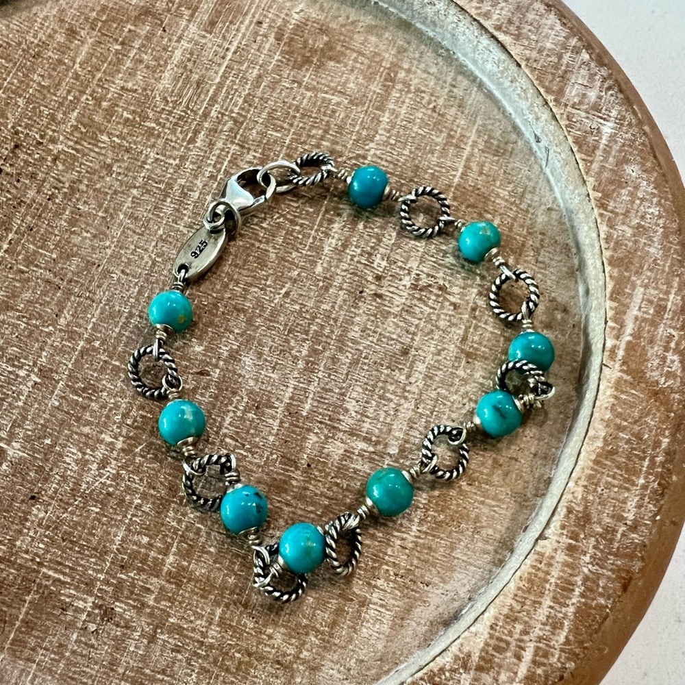 James Avery Sterling Silver and Turquoise Bead Bracelet - RETIRED item!